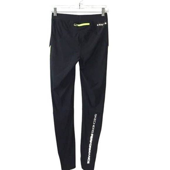 Skechers Performance Black & Neon Yellow Reflective Athletic Pants M - Picture 6 of 10